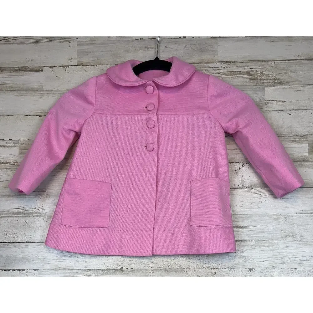 VTG Baby Girls Pink Dress & Coat Set 6–12 Mo Peter Pan Collar Classic 70s